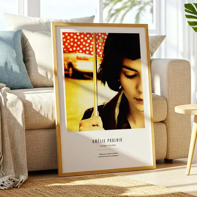 Amelie Poster - Minimalist Movie Poster, Mid Century Modern Wall Art, Jean-Pierre Jeunet Film, Audrey Tautou Poster, French Cinema Poster
