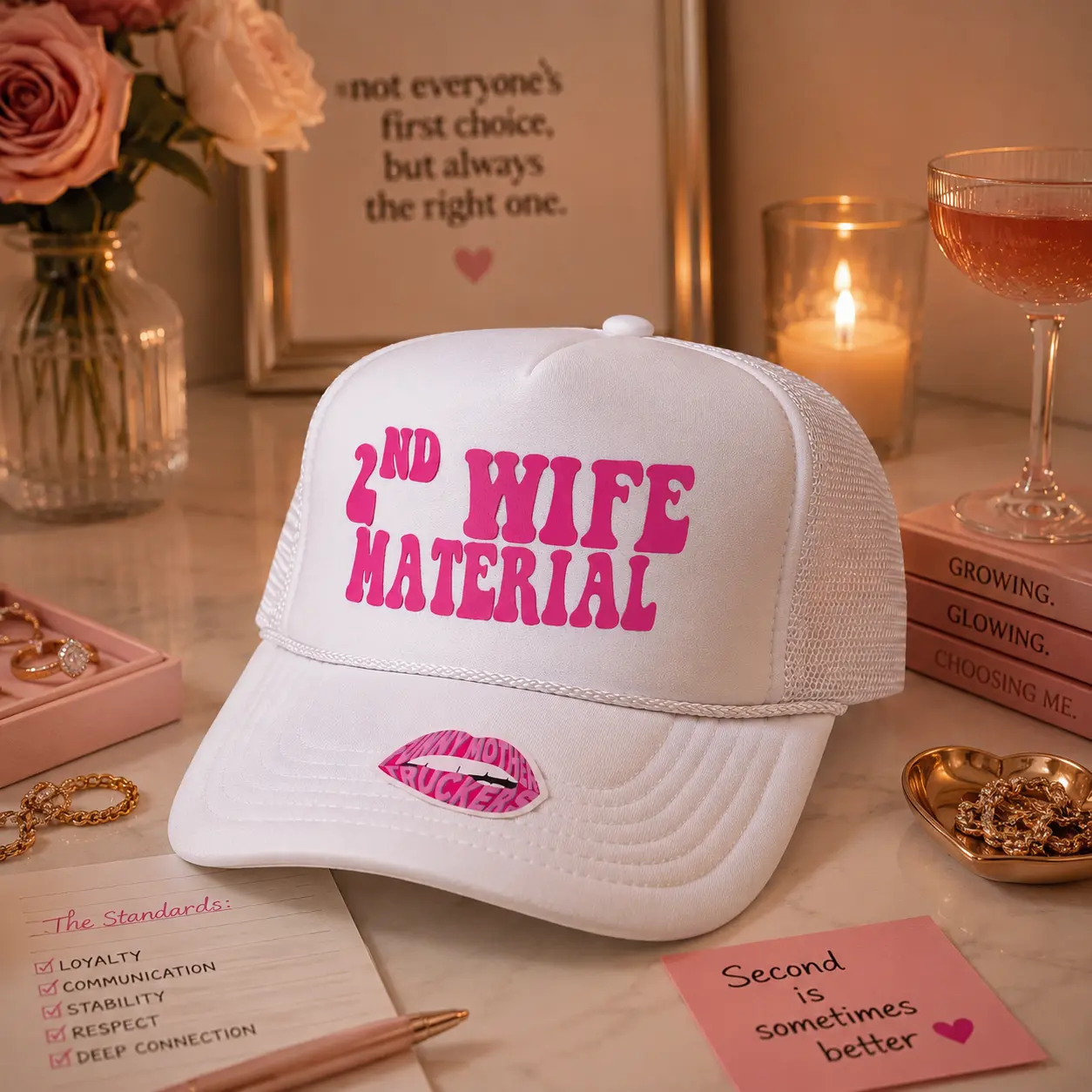2ND WIFE MATERIAL TRUCKER HAT