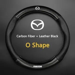 38CM Carbon Fiber leather Car Steering Wheel Cover Breathable Anti Slip Cover For Mazda 2 3 Axela Atenza 17-20 MS Mazda 6 CX-5 CX3