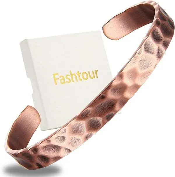 Pure Copper Bracelet – Copper Bracelet for Men & Women – 100% Solid, Raw & Uncoated Handmade Hammered Tibetan Cuff Bangle