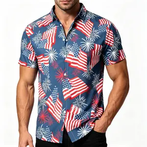 USA 250th Anniversary Hawaiian Shirt for Men, Patriotic American Flag Eagle Beach Button Down Shirt, Fourth of July Independence Day Celebration Outfit, BBQ Party Vacation Shirt 1776-2026，XS-6XL