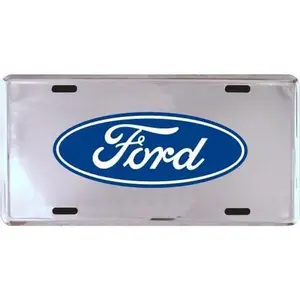Ford Deluxe Mirror Background 6 x 12 Metal auto tag with Universal mounting Slots
