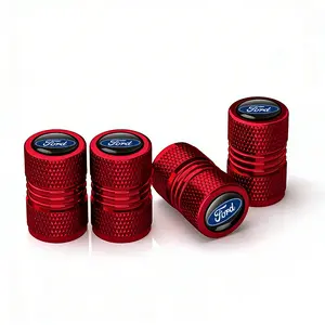 4 Pack Valve Stems Caps for Ford Cars SUV Trucks Bicycles Motorcycles - Rustproof Aluminum Alloy Dustproof Tire Valves Covers Universal Black Red