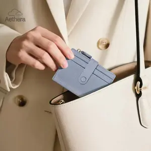 Aethera Women's Pebbled RFID Slim Wallet Multi-Card Slot Portable Clutch Lightweight Secure Card Holder for Daily Use & Travel Vegan Leather Credit Card Organizer