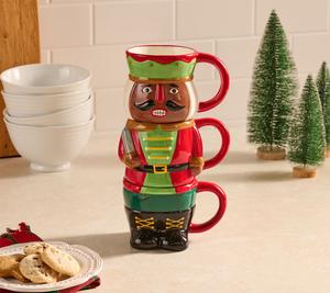 3pc Stackable Holiday Ceramic Mugs with Gift Box by Valerie