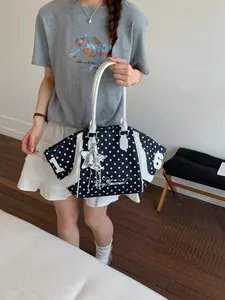 1pc  Ladies' handbag, contrasting color, shoulder bag, zipper closure, polka dot, fashionable, versatile, trendy and exquisite, suitable for work, commuting, shopping, dating, ladies' handbag, Casual Trendy Handbag