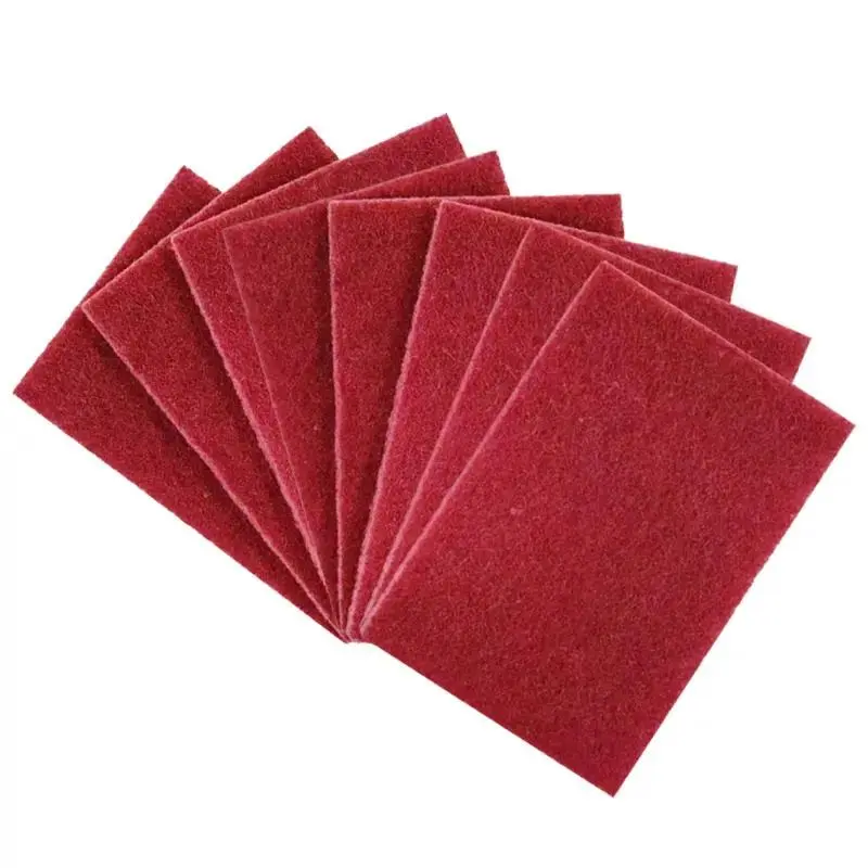 8 Pack Maroon Scuff Pads & Multi-Purpose Scouring Sponges. Washable Reusable Sandpaper Block for Kitchen Cleaning & Wood Sanding. Drywall Abrasive Pad for Auto Restoration, Paint Primer Adhesion & Metal.