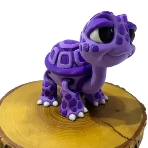 Cute Flexi Turtle - 3D Printed Fidget Tortoise Toy, Desk Buddy or Gift Idea Decor Lightweight Eco-Friendly Purple Tortoise Ornament