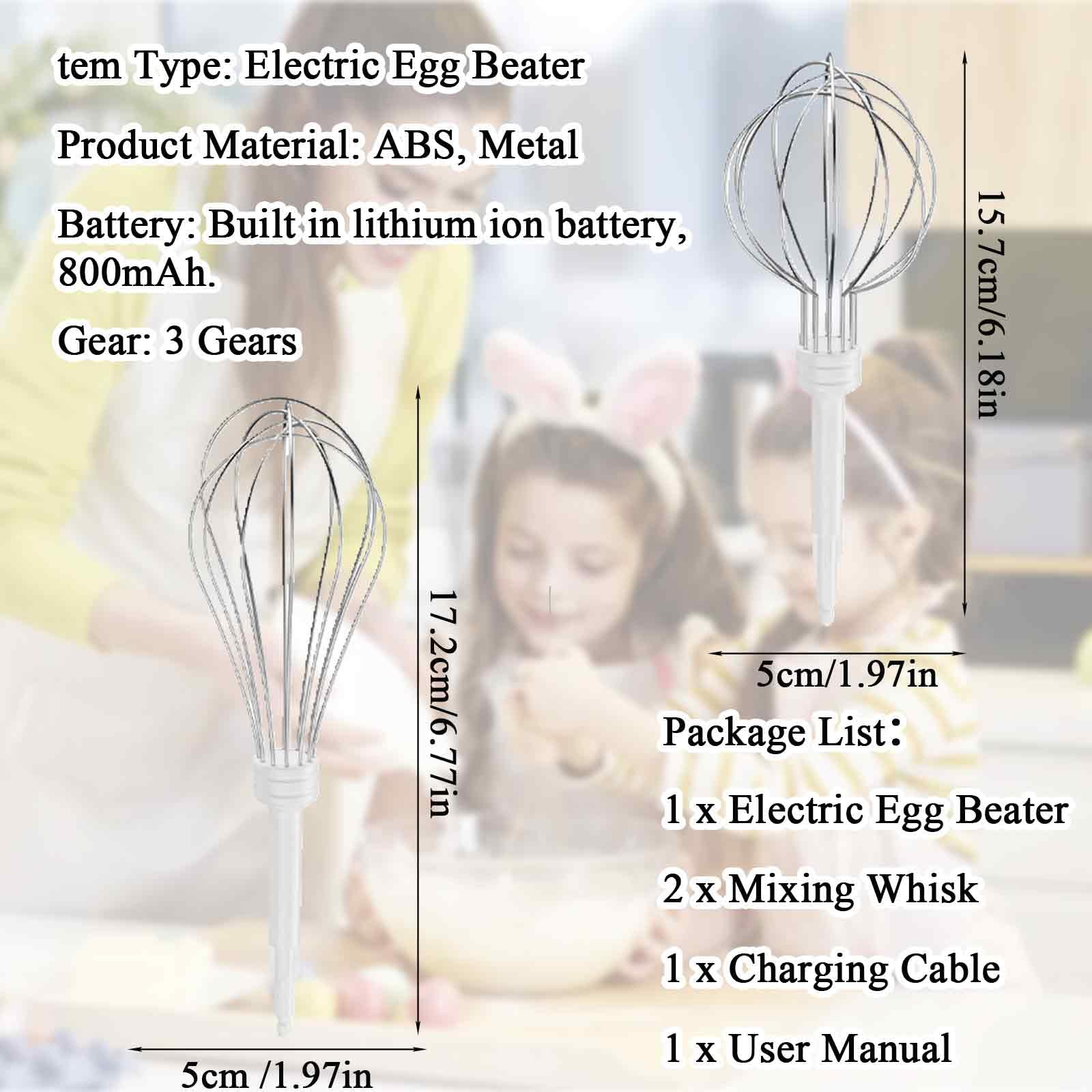 Electric Egg Beater Cordless Hand Mixer, 3 Speed Handheld Electric Whisk, Portable Food Mixer for Cappuccino Matcha Dough Eggs Batter Cream bpa free kitchen gadget