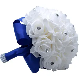Wedding Bouquets -   Silk Roses, Bride & Bridesmaid Hand Roses for Churches & Parties (Blue)