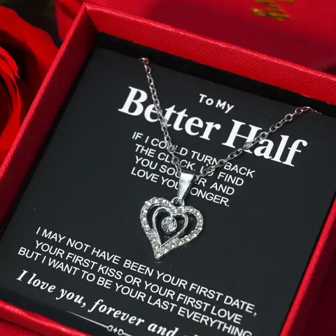 Heart Shaped Pendant Necklace with Box, Love Heart Necklace, Rhinestone Decor Necklace for Women & Men, Fashion Jewelry for Party, Daily Decor, Trendy All-match & Exquisite Jewelry for Birthday Gift, Jewelry Gifts