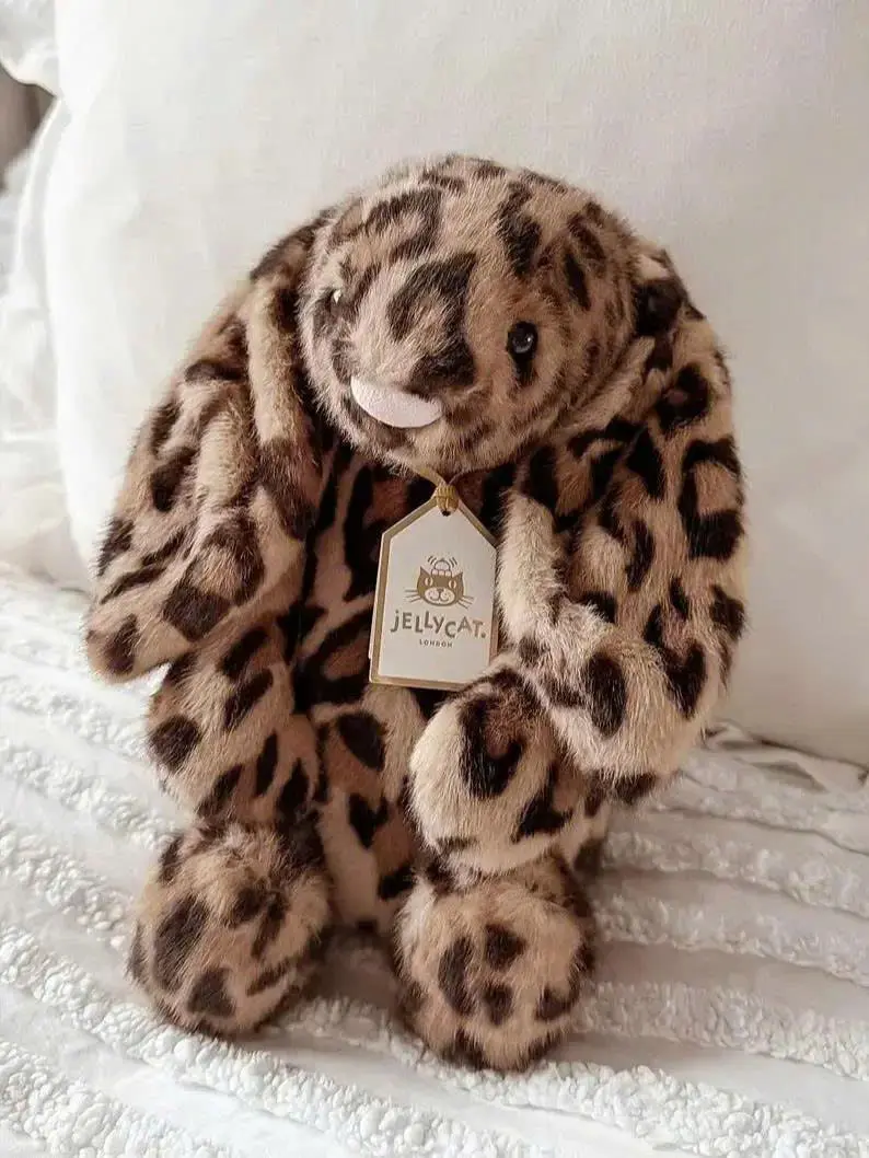 Jellycat Leopard Print Bunny Plush, Bashful Rabbit Stuffed Animal, Luxury Soft Toy, Baby Gift, Easter Decor, Kids Room Decoration, Collector Plush