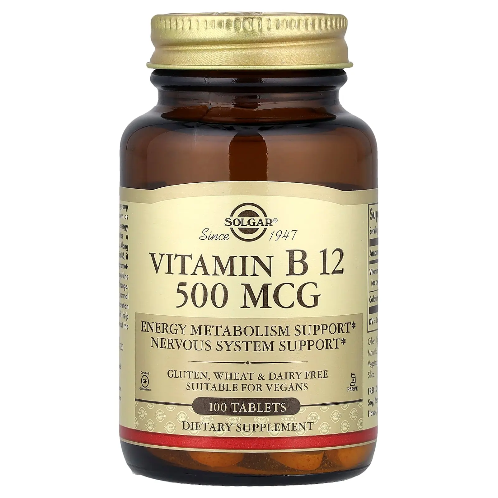 Solgar Vitamin B12, 500 mcg, 100 Tablets