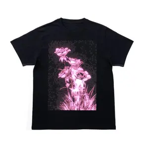 Vintage Y2K Rhinestone T-Shirt, Retro Pink Rose Floral Gothic Studded Graphic Shirt, Crew Neck, Short Sleeve, Cotton, Trending Tee, Men And Womenswear Top