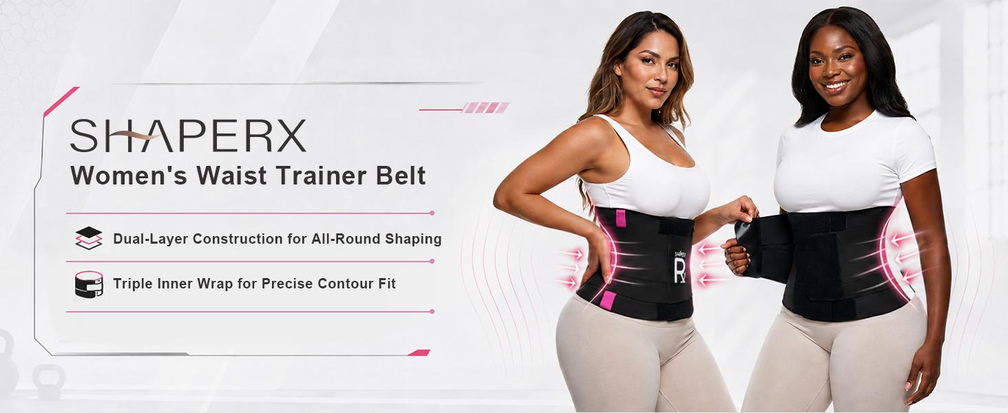 SHAPERX Women's Waist Trainer Belt Tummy Control Sports Waist Cincher with Triple Inner Wrap Womenswear,clothes for back to school,first day of school outfits