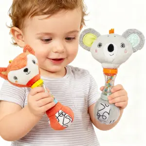 Fox & Koala Hand Rattle Maracas Sensory Toy for Kids, Enhances Grip & Motor Skills, Promotes Visual & Auditory Development, Ideal for Tummy Time & Gift
