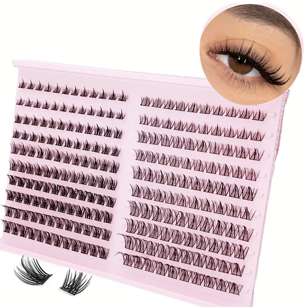 Natural False Eyelashes, 1 Set Individual False Eyelashes, Curly Faux Cluster Lashes, Portable Makeup Tool for Women