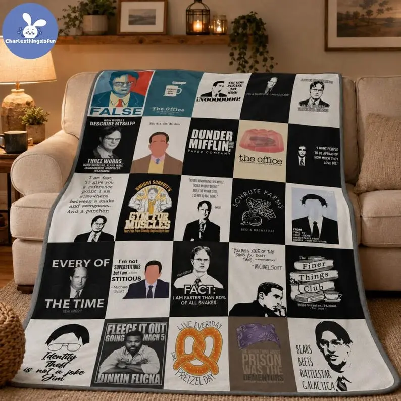 The Office Fleece Blanket, The Office Funny Quotes Blanket, Michael Scott Dwight Schrute Jim Halpert Minimalist Fleece Blanket Unique Gifts