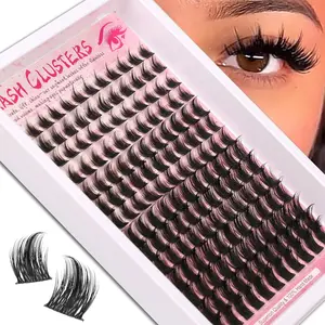 168pcs Fluffy False Eyelashes Cluster, DIY Cartoon Lash Clusters 8-18mm Wide Stem, Dense Voluminous Eyes, Soft Reusable