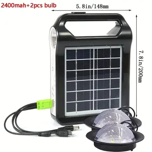 Portable 6V rechargeable, solar system kit, solar panel energy storage and generation system, USB charger with light, outdoor household lighting