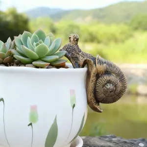 Resin Snail Figurines Planter Decor - Little Cute Snail Statue for Plant Pot - Decorative Ornament for Indoor & Outdoor, Patio, Yard Art, Fairy Garden - Adorable Birthday, Housewarming, Easter & Christmas Gift Idea for Snail Lovers, Men & Women