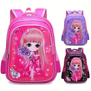 Cute Cartoon Backpack for Girls, Large Capacity, Lightweight, Waterproof, Stain-Resistant, with Adjustable Straps, Polyester Lining, Zipper Closure, Stitching Details, Suitable for Elementary and College Students