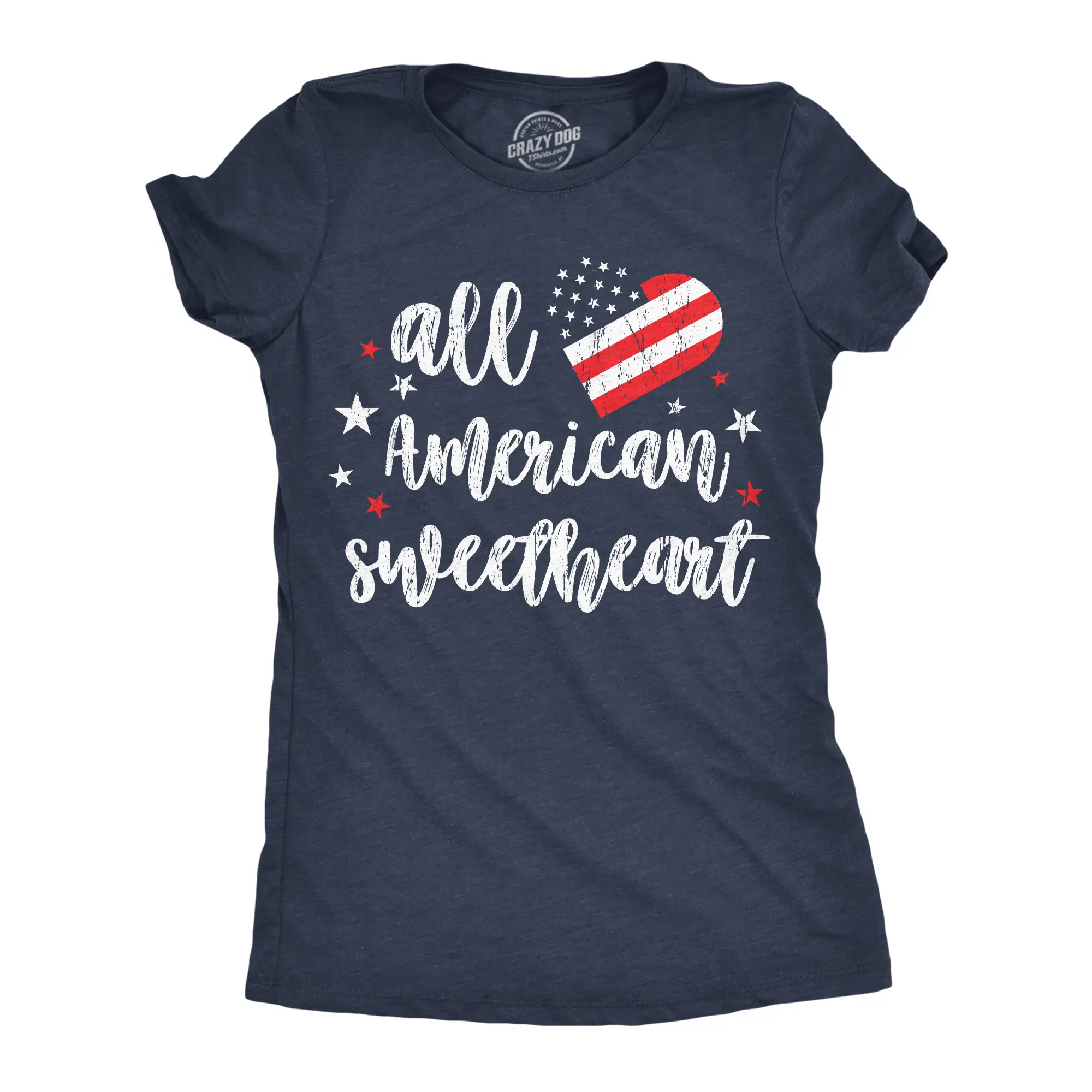 Womens Funny T Shirts All American Sweetheart Sarcastic Fourth Of July Graphic Novelty Tee For Ladies Funny Womens T Shirts Cute Vintage Fashion Casual Ladies T-Shirt Gift Patriotic Tops for Women Women's Navy - All