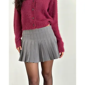 Cida Pleated Mini Skirt in Dark Charcoal