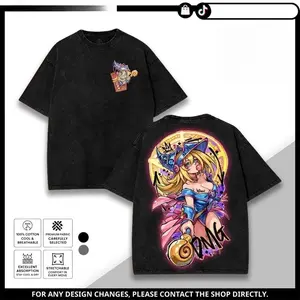 Yami Yugi Dark Magician Girl Double Sided Washed Graphic Tee Retro 90s Yu Gi Oh Anime Manga Unisex Soft Cotton Casual Streetwear Top Collectible Gift For Game Fans