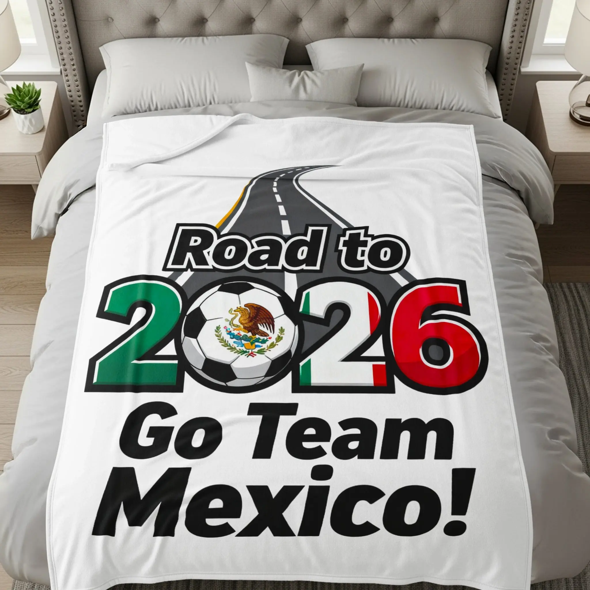 Mexico Velveteen Plush Soccer Blanket: Limited Edition Road to 2026 Design
