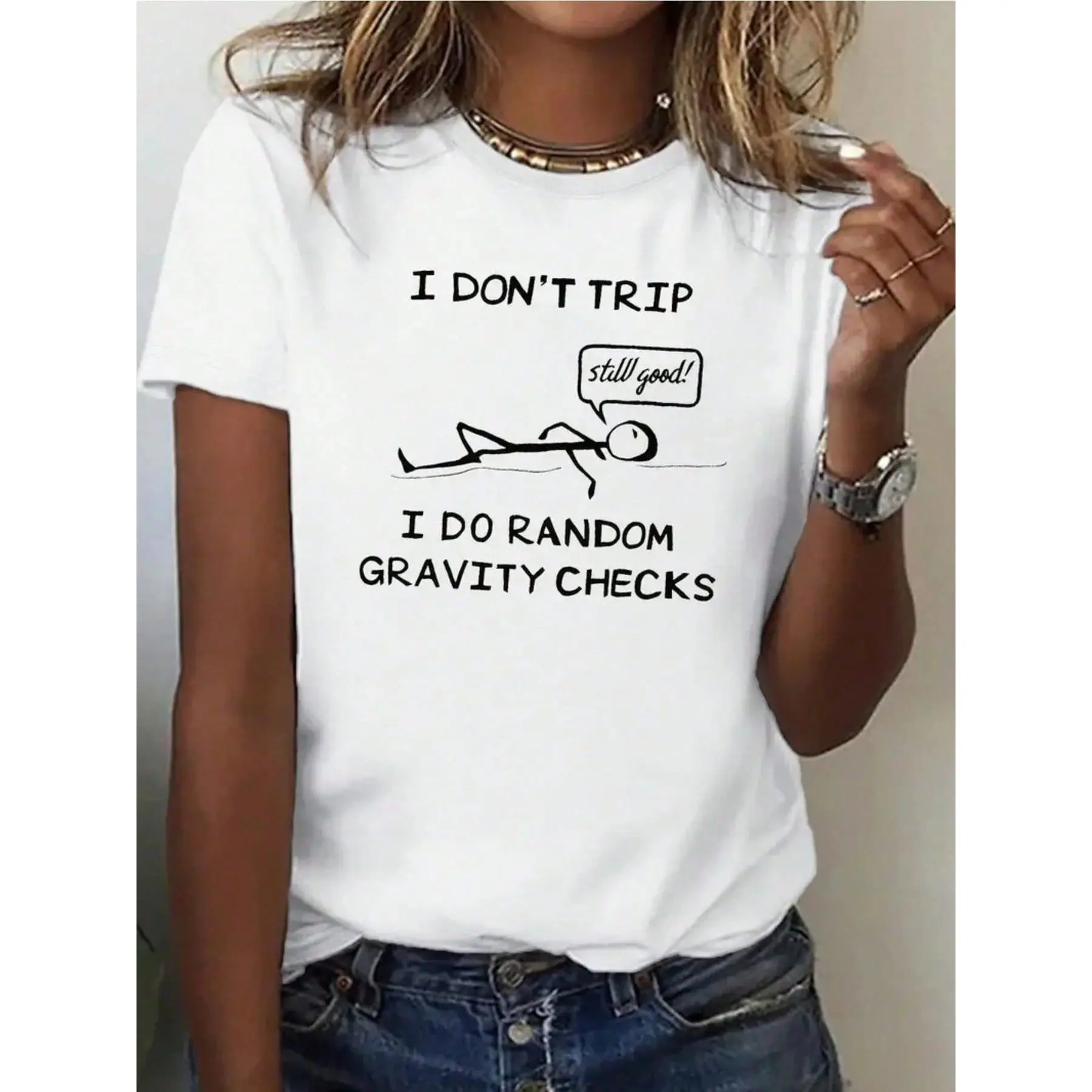 Gravity Funny Casual Digital Print  Pure Heavy Cotton  Womens T-Shirts