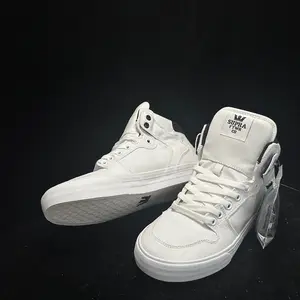 Supra Vaider Black White Canvas Mid-Top Skate Shoes - Unisex Footwear