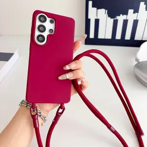 For Samsung S25 FE S26 Plus Ultra A37 A57 A07 A17 A06 A16 A26 A36 A56 5G Soft Silicone Candy Color Phone Case Lanyard Strap Rope Cover