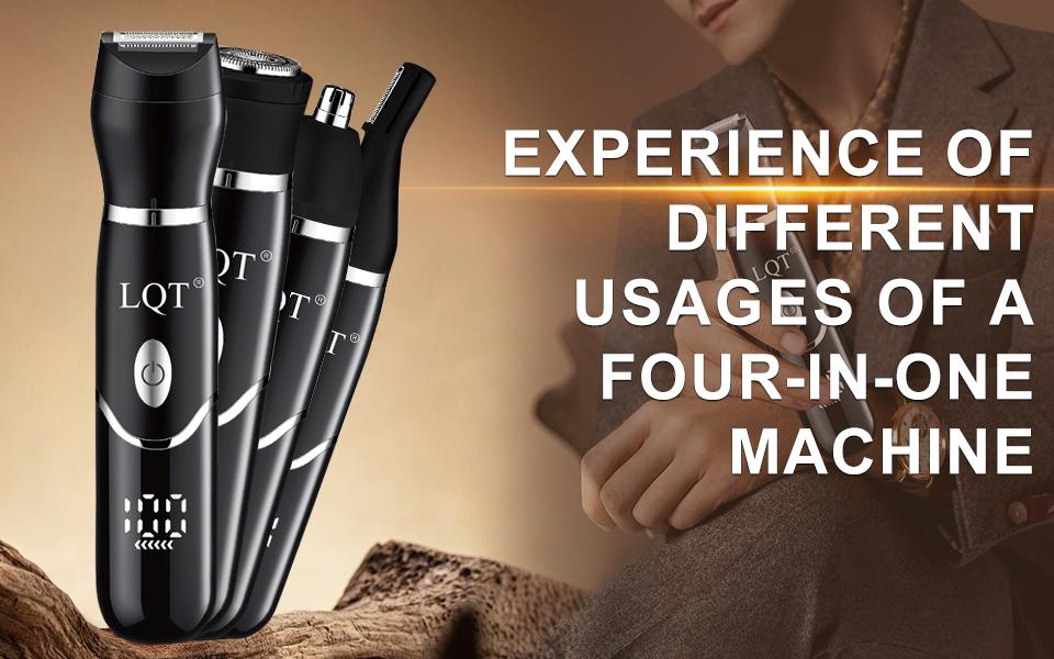 LQT 4-in-1 Grooming Kit with LCD Display, Electric Nose Hair Trimmer, Beard Shavers, Eyebrow & Hair Clipper, Rechargeable Multifunctional Body Hair Remover for Men & Women