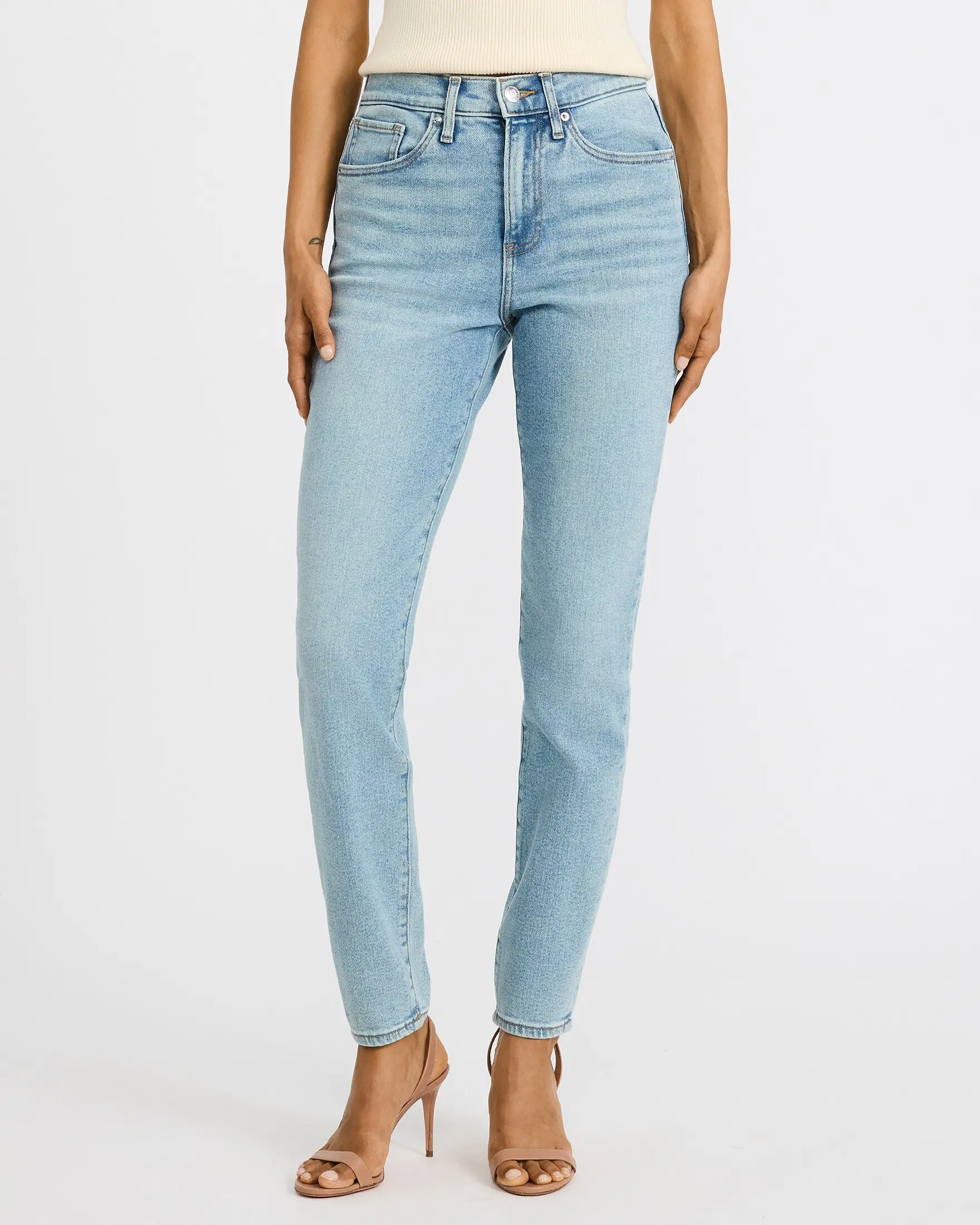 Express High Waisted Skinny Light Wash Jeans in Hyper Stretch