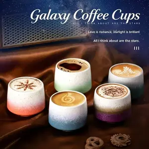 Glitter Starry Ceramic Espresso Mug Multicolor Gradient Coffee Cup