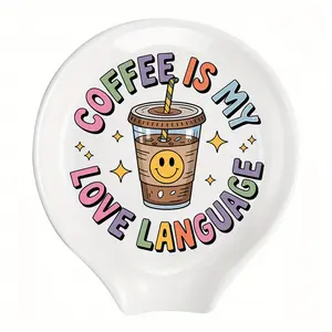 Christmas Coffee Spoon Rest Ceramic Spoon Holder Cafe Bar Accessories Snowman Nativity Scene Teaspoon Quote Ceramic Spoon Holder Rests for Station Decor Stove Top Countertop Kitchen Accessories Christmas Thanksgiving Gift for Coffee Lovers