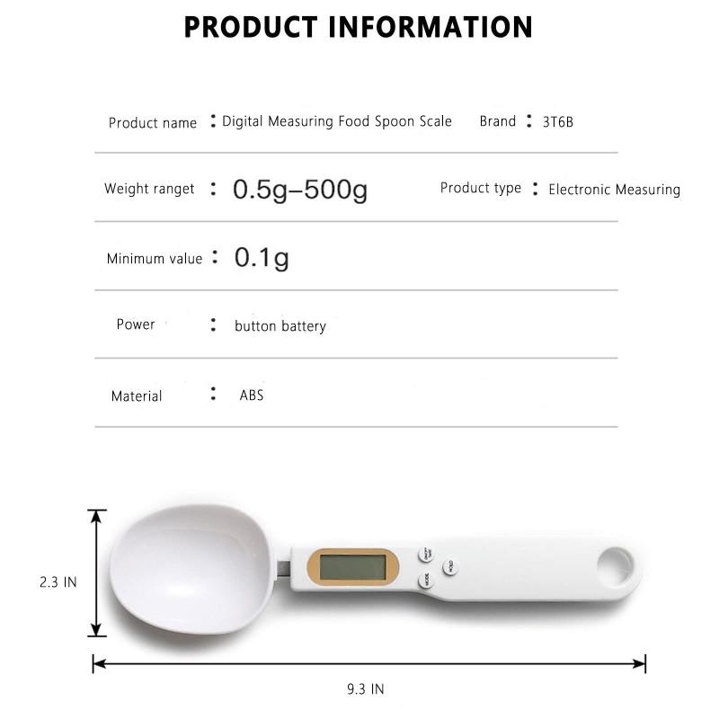 High Precision ABS Electronic Kitchen Scale Rechargeable Food Measuring Spoon with LCD Display for Accurate Weighing