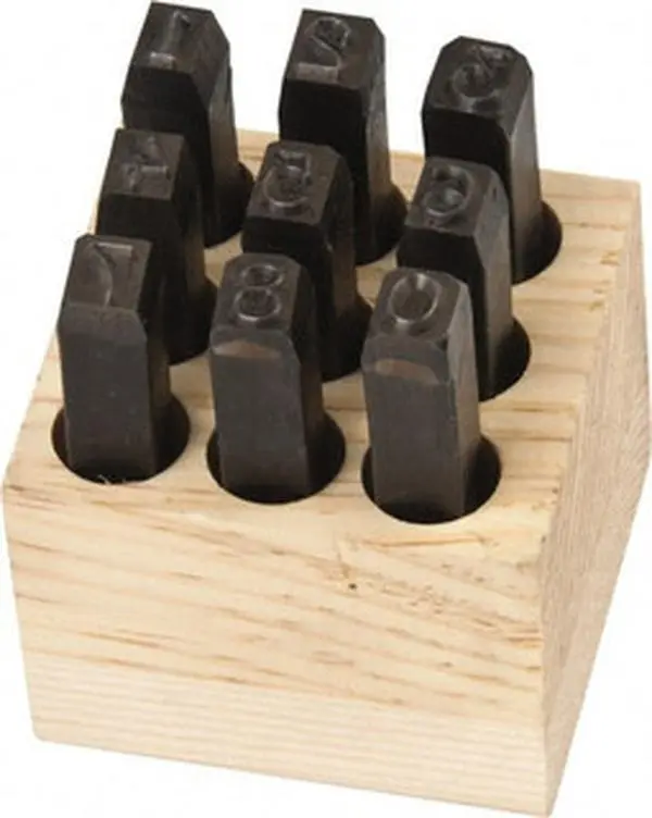 Made in USA 9-Piece 1/4 Inch Character Steel Stamp Set, Standard Office Stamps, Model 06091, Figures, 9 Pieces