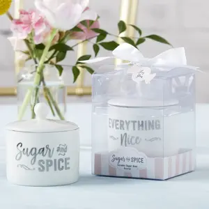 Kate Aspen Sugar, Spice and Everything Nice Ceramic Sugar Bowl - Set of 12 - Hostess Guest Gift, Party Souvenir Favor & Decorations for Baby Showers Party