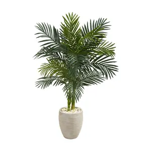 Nearly Natural 4.5' Golden Cane Palm Tree in Oval Planter