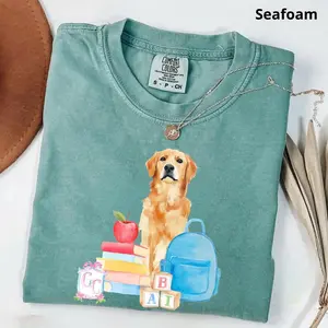 Comfort Color Golden Retriever Watercolor Dog Puppy Back To School August Fall T Shirt, National Dog Day Tee, Dog Merica Trendy, Back To School Trendy
