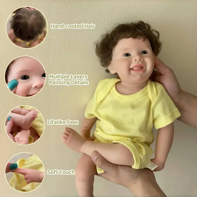 18 Inch Harper Soft Solid Silicone Reborn Girl Doll With Realistic 3D Skin Tone Rooted Hair  And Adorable Outfit Ideal For Play Perfect Gift For Family