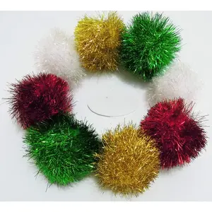 Bushy Sparkle Ball  , Interactive Glitter Pom Pom   Balls for Kittens, 12 Pack.