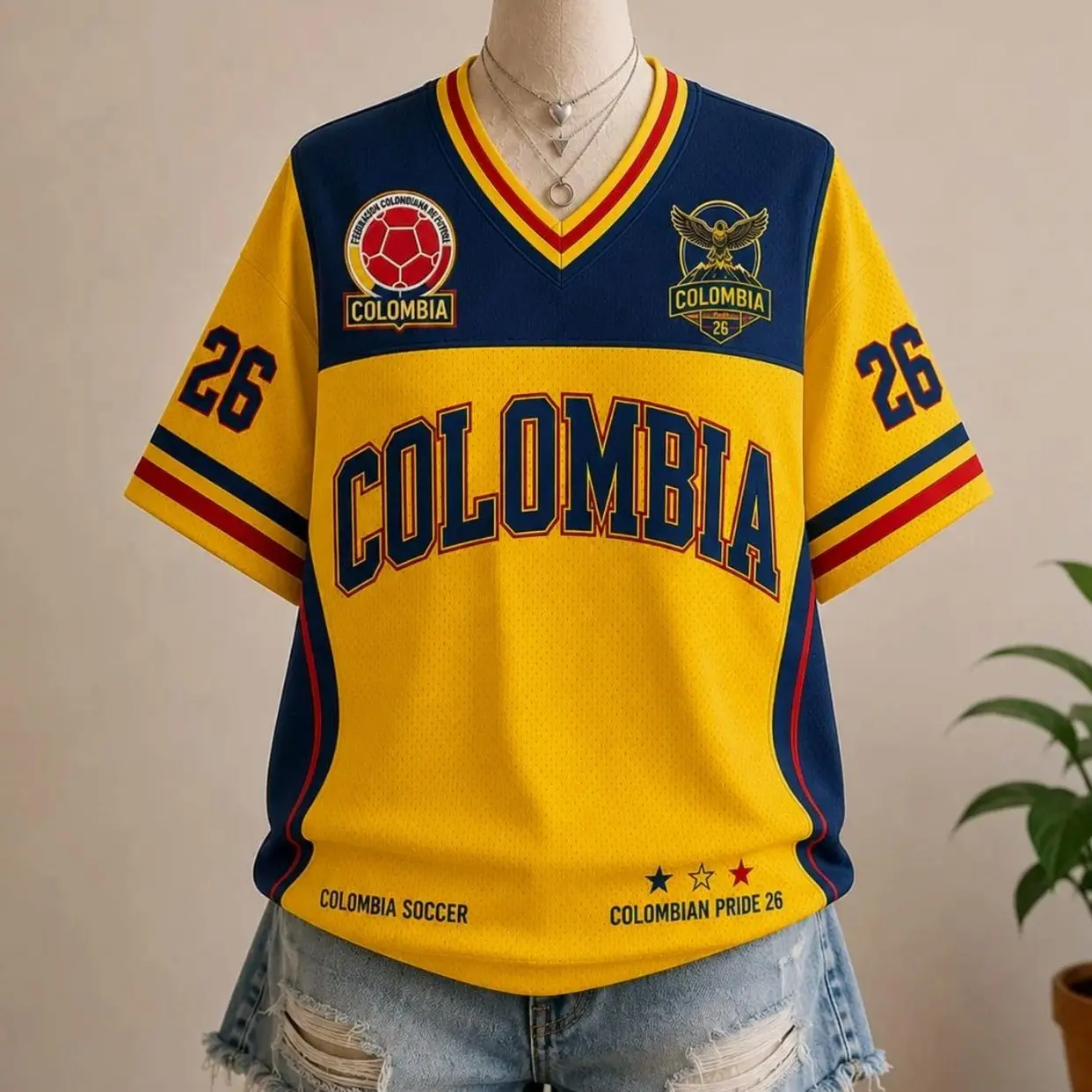 Custom Colombia Soccer Jersey Personalized Retro Team Shirt for Fans
