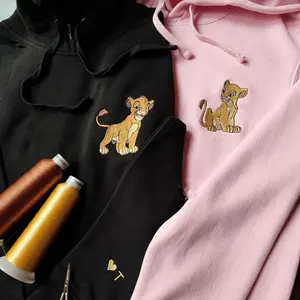 [Custom In Description] Custom Couple Lion King Embroidered Sweatshirt, Simpa And Lana Matching Embroidered Sweatshirt, Initial On Sleeve Clothing