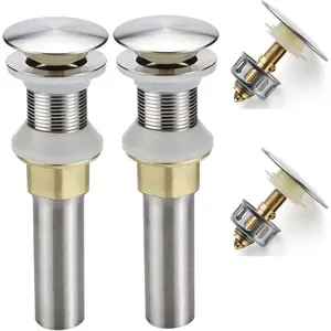 Sink Drain,2 Pack Drain Stopper Sink Overflow,Drain Assembly with Detachable Strainer Basket,-in Anti-Clogging Strainer,Stainless Brushed Nickel