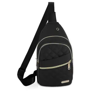 Small Sling Backpack for Women, Plain Color Flip Cover Design, Adjustable Strap, Chest Bag Daypack Crossbody for Travel Sport Running Hiking Black