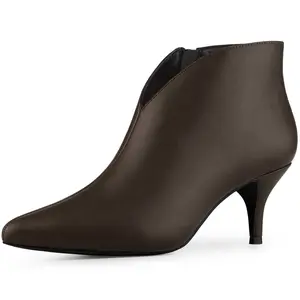 BLISSFUL STEP Women's Cutout Pointy Toe Stiletto Heels Boots Ankle Booties