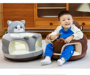 Plush Velvet Baby Sit Up Chair - Ultra Soft PP Filled Floor Seat with Back Support for Infants 6-18 Months, Perfect for Learning to Sit, Feeding, Playtime & Photo Shoots, Machine Washable Cover (Bear)